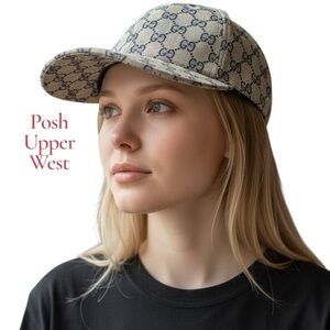 Gucci Beige and Blue Logo Cap